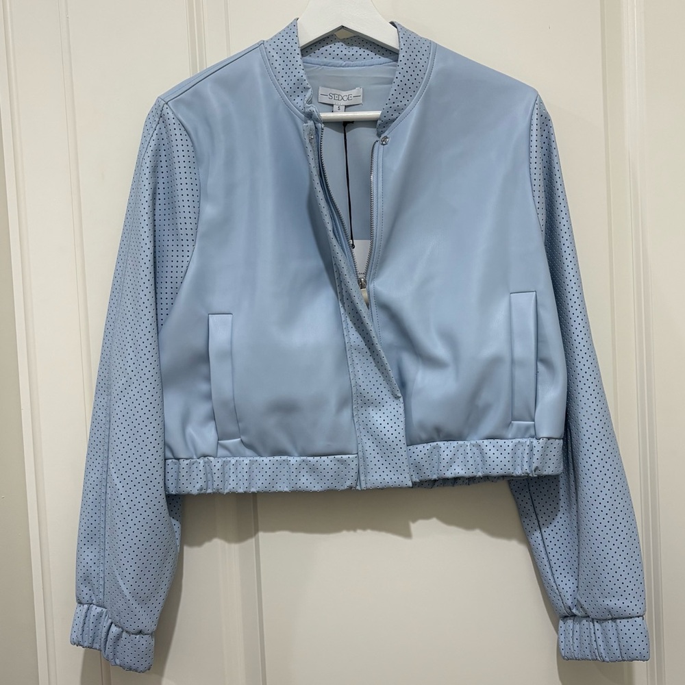 New SEDGE Terry Jacket in Cornflower Vegan Leather NWT S - Picture 4 of 10